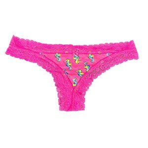 Aerie Womens Size Medium Panty Mini Cheeky Seahorse Lace Pink New Without Tags
